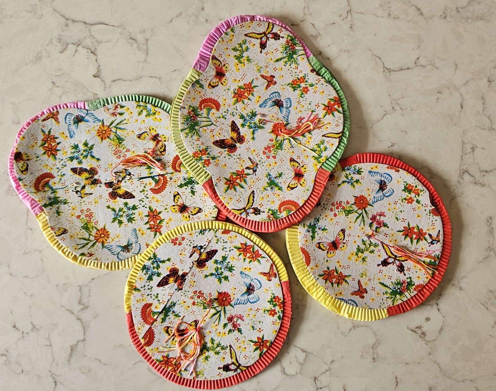 4 Vintage Hand Painted Paper Folding Lanterns ~ Butterflies Japan /China 4 Vintage Hand Painted Paper Folding Lanterns ~ Butterflies Japan /China