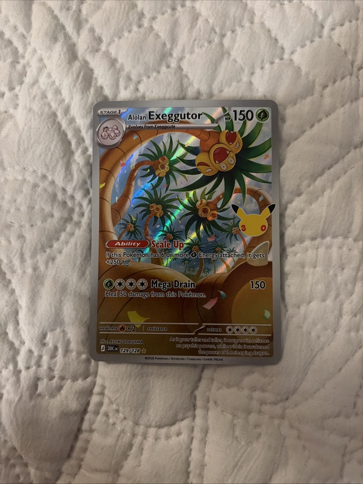 Pokémon TCG 129/128 Ultra Rare Holo English Alolan Exeggutor 150HP Pokémon TCG 129/128 Ultra Rare Holo English Alolan Exeggutor 150HP
