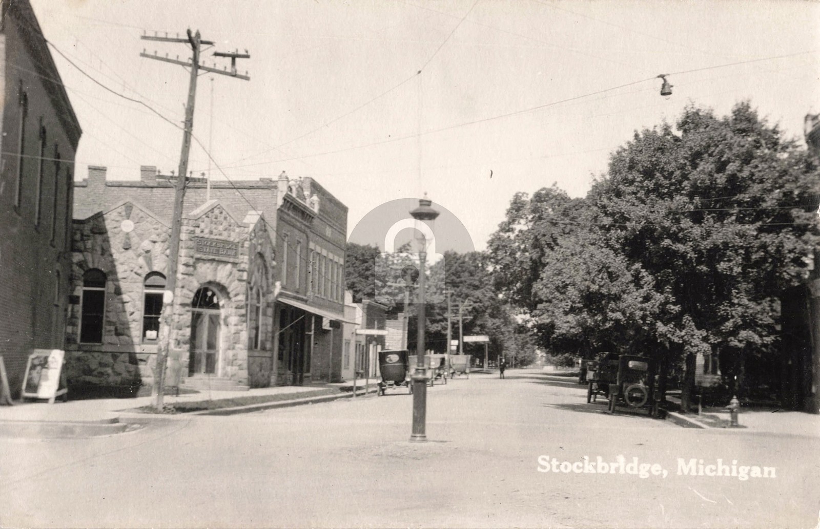 Street View Stockbridge MI Michigan 1920 RPPC Photo Postcard COPY