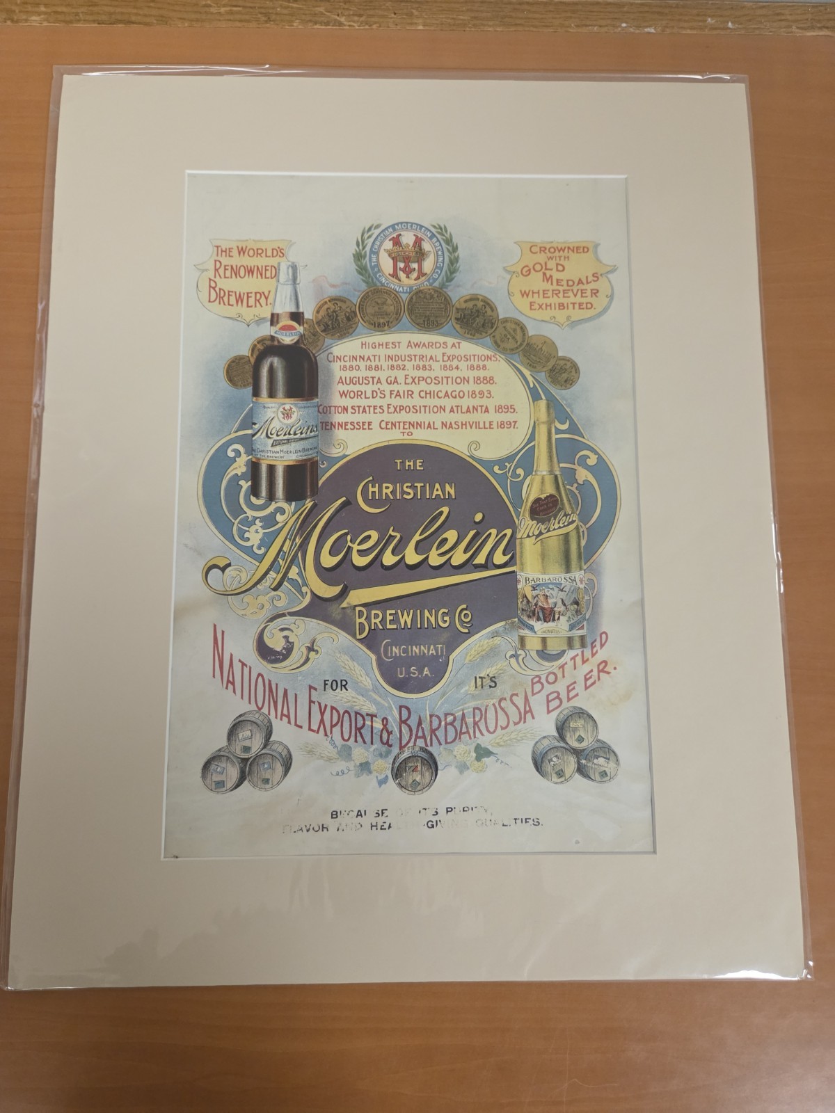 c1898 Christian Moerlein Beer Lithograph Barbarossa National Export Cincinnati