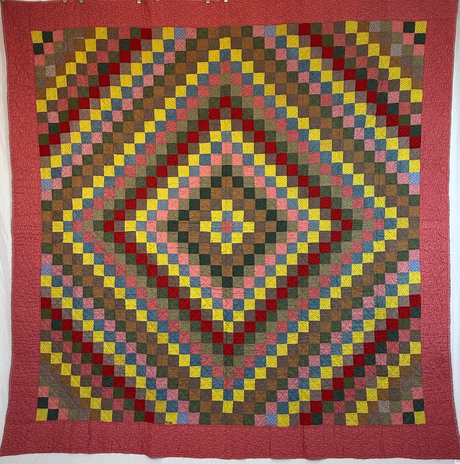 Antique 1880s Trip Around the World Quilt Exceptional Condition 79\
