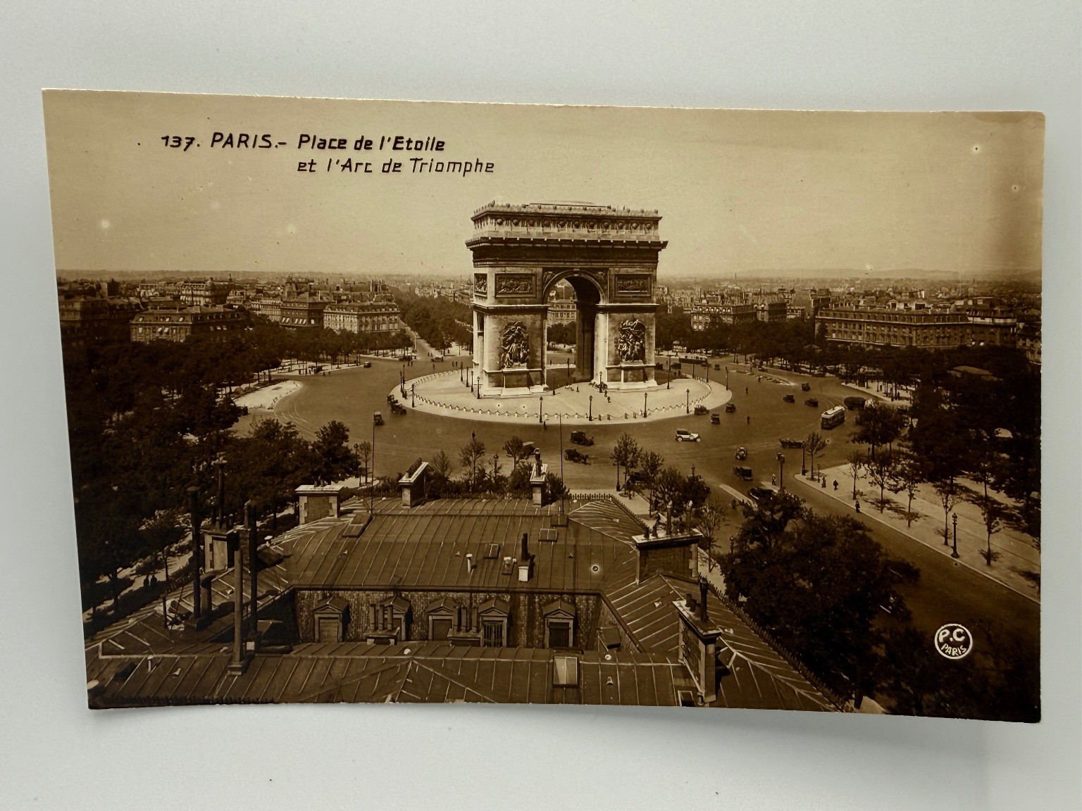 Vintage Rppc Paris Arc de Triomphe Place de l\'Étoile France Sepia Postcard