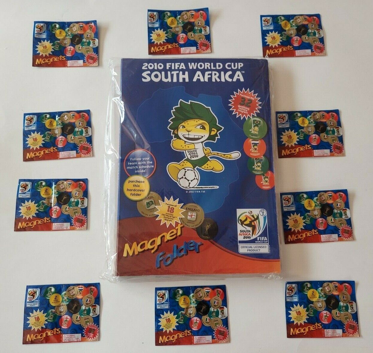 FIFA World Cup 2010 South Africa Magnets Official Album & 10 New Magnet Packs