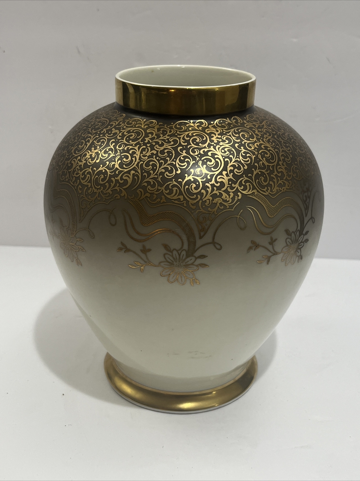 Vintage Bavaria Eberthal Porcelain Gold Floral Vase Hand Painted Porcelain 8” Vintage Bavaria Eberthal Porcelain Gold Floral Vase Hand Painted Porcelain 8”