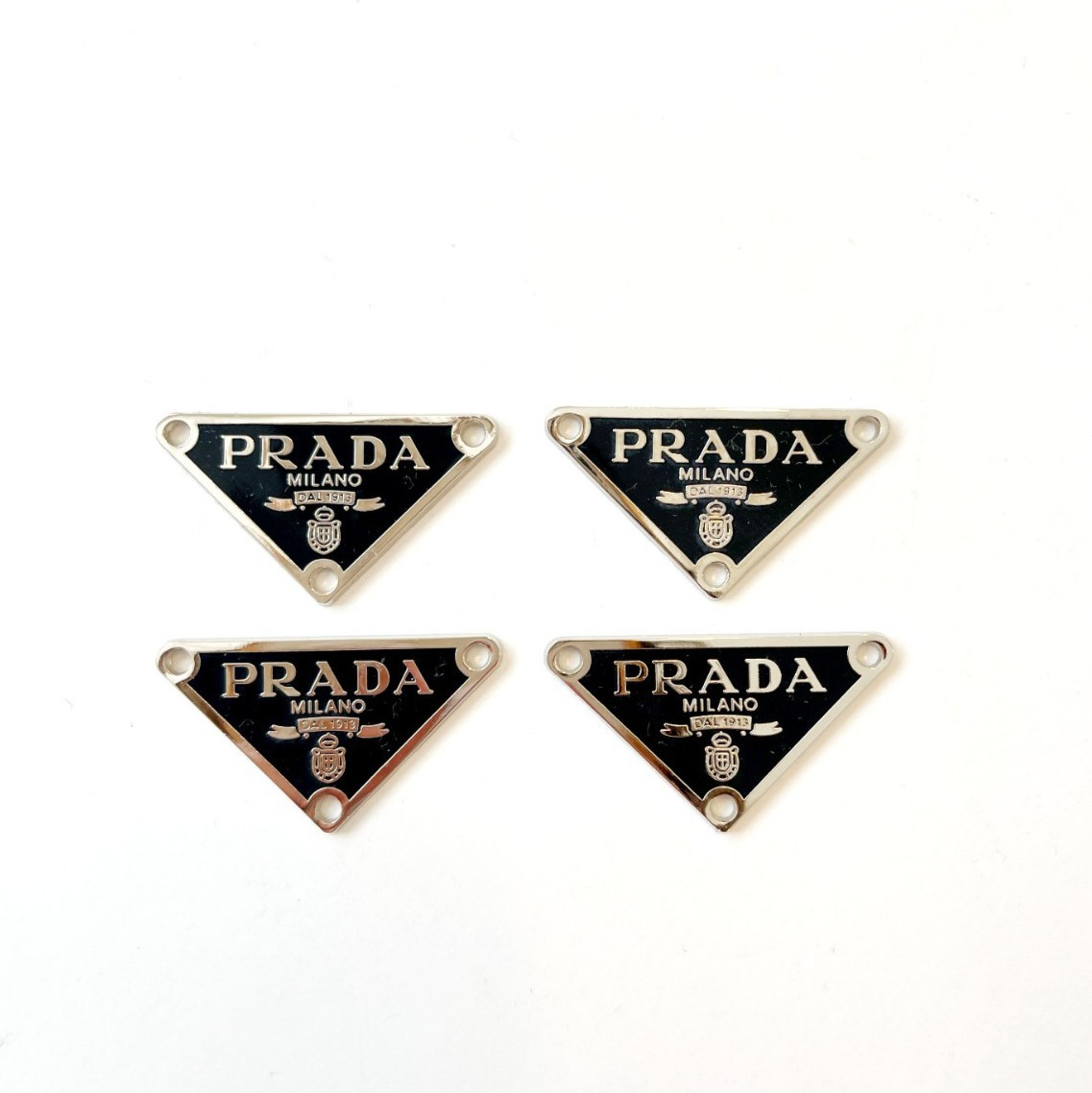 Designer Black Triangle Silver Logo Plate Set of 4 Designer Black Triangle Silver Logo Plate Set of 4