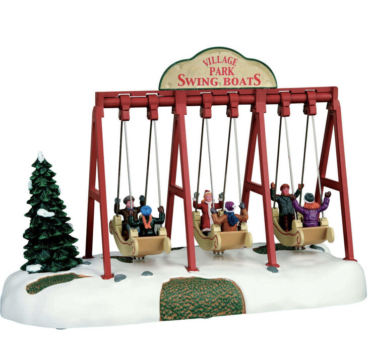 Lemax Village Park Swing Boats -Animated Holiday Village Train Carnival Accent Lemax Village Park Swing Boats -Animated Holiday Village Train Carnival Accent