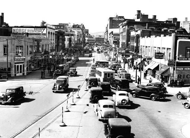 View down Market St Paterson New Jersey late 1937 Visible busin- 1937 Old Photo View down Market St Paterson New Jersey late 1937 Visible busin- 1937 Old Photo