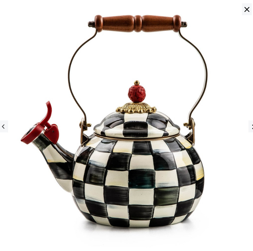 MACKENZIE CHILDS Courtly Check Whistling Tea Kettle NEW