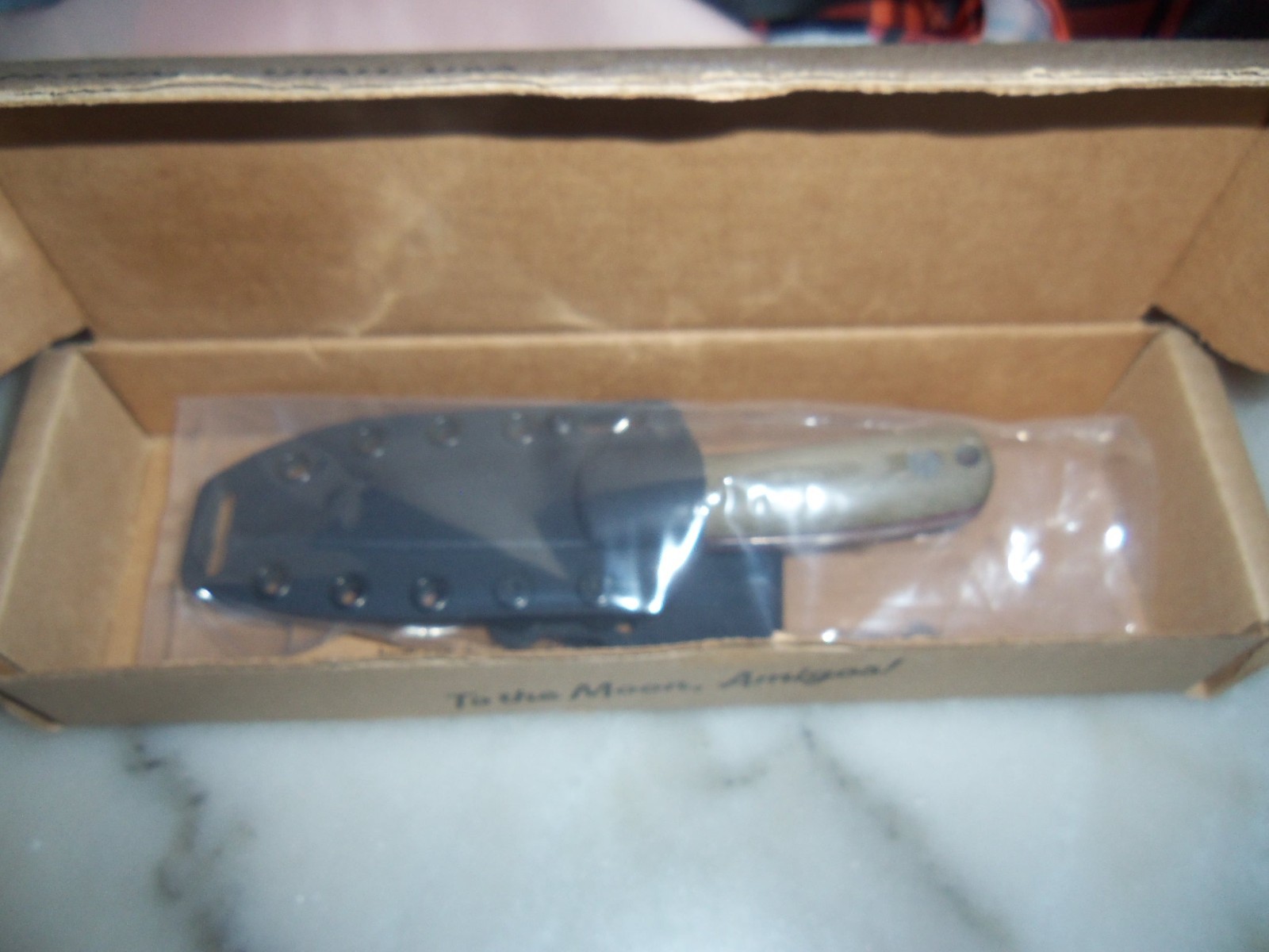 Knafs Lulu Fixed Blade Knife Stonewashed MagnaCut Blade, Green Micarta Handle