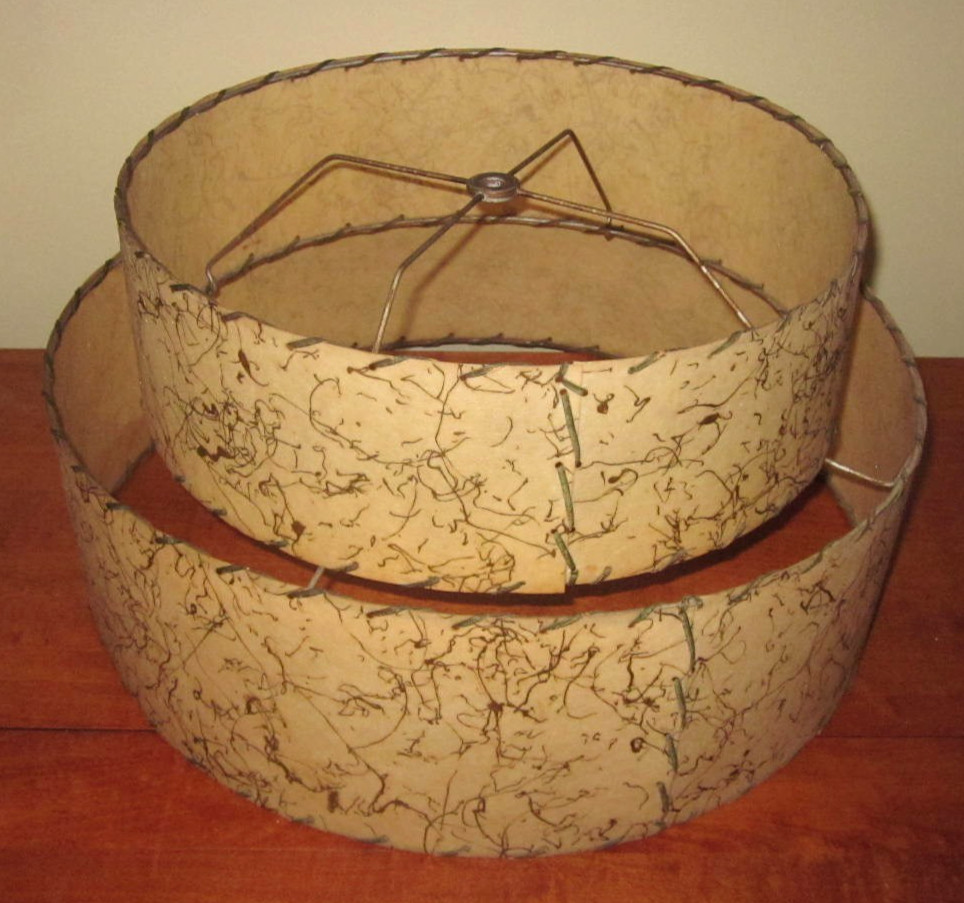 Vintage MCM Two Tier Fiberglass Lampshade .. edge wear Vintage MCM Two Tier Fiberglass Lampshade .. edge wear