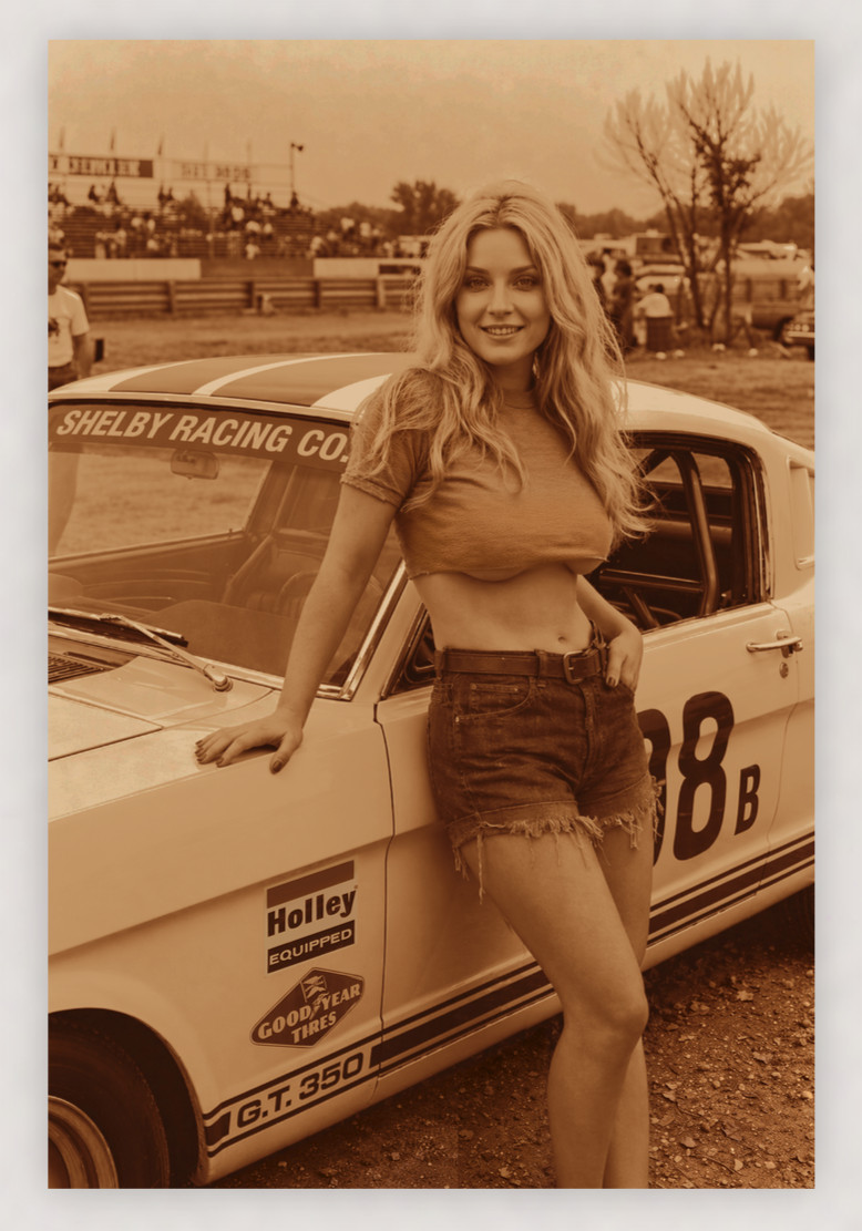 4X6 1965 SHELBY GT350 MUSTANG RACING PINUP VINTAGE STYLE ART PRINT