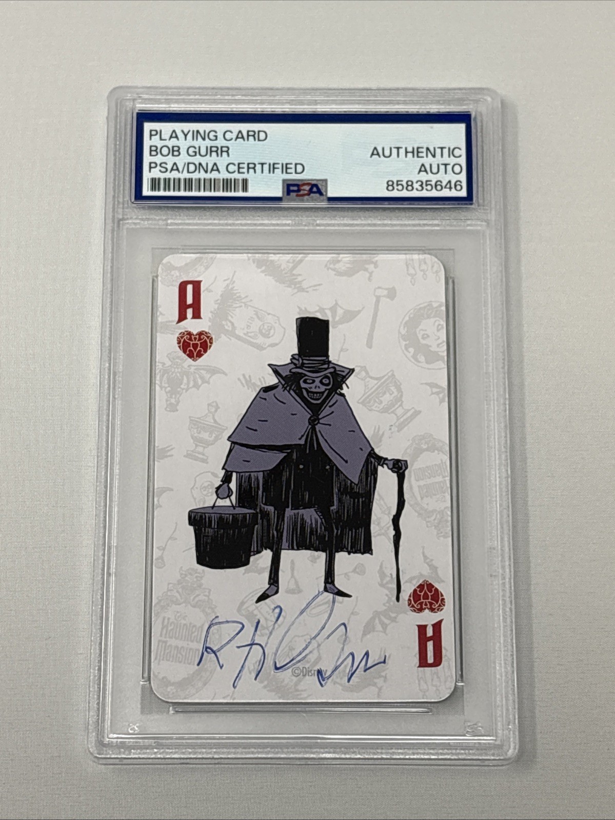 Bob Gurr Signed Haunted Mansion Playing Card Imagineer PSA DNA Authentication Bob Gurr Signed Haunted Mansion Playing Card Imagineer PSA DNA Authentication