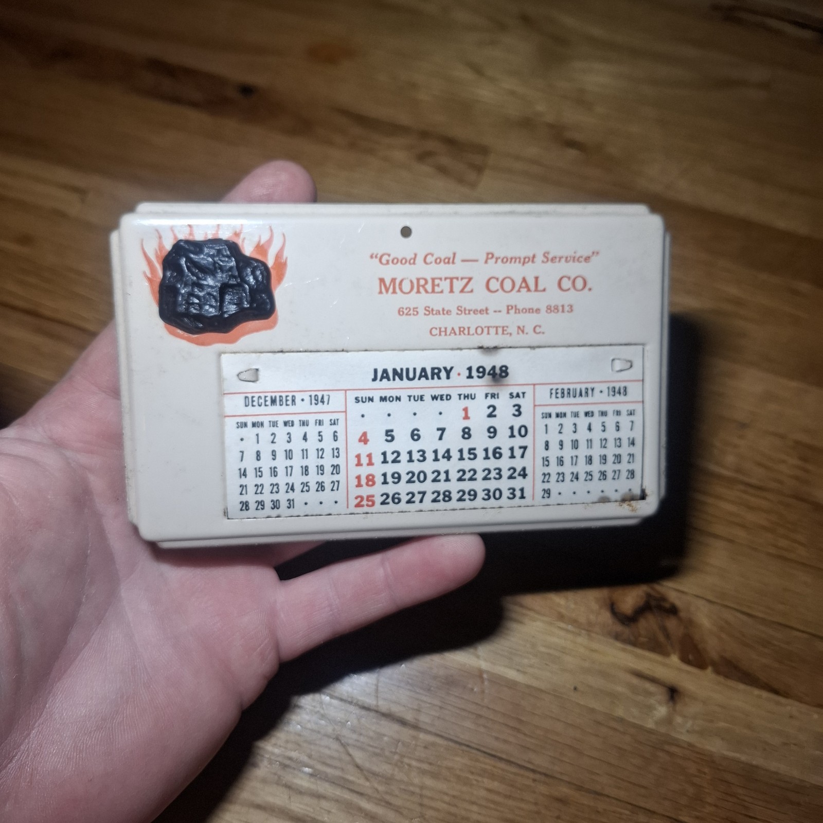 Vtg 1948 Moretz Coal Co Company Charlotte North Carolina NC Metal Desk Calendar Vtg 1948 Moretz Coal Co Company Charlotte North Carolina NC Metal Desk Calendar