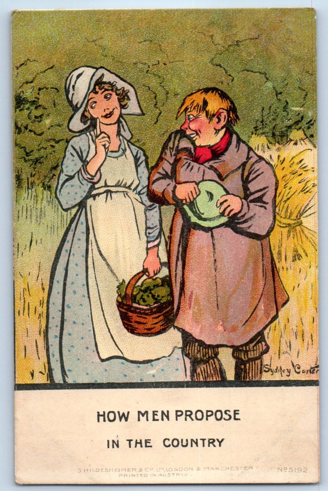 c1910's How Men Propose In The Country Sydney Carter Signed Artist Postcard c1910's How Men Propose In The Country Sydney Carter Signed Artist Postcard