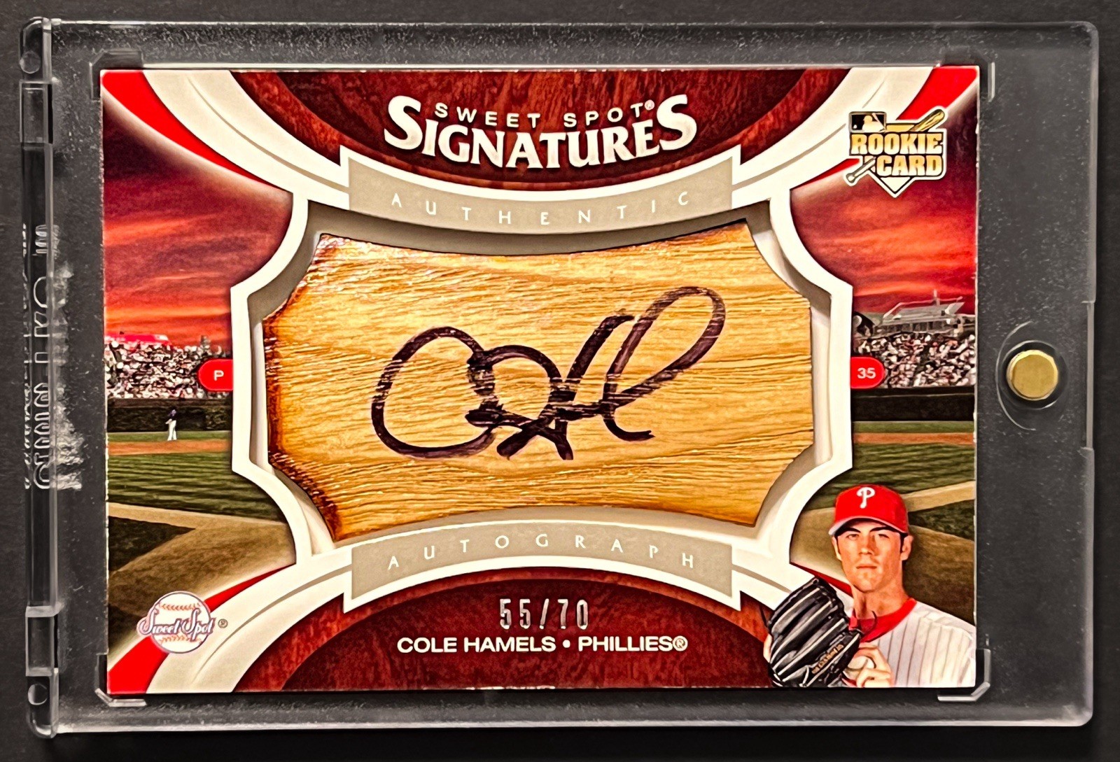 2006 UD Sweet Spot Cole Hamels Bat Barrel Black Auto Rookie RC /70 Phillies 2006 UD Sweet Spot Cole Hamels Bat Barrel Black Auto Rookie RC /70 Phillies
