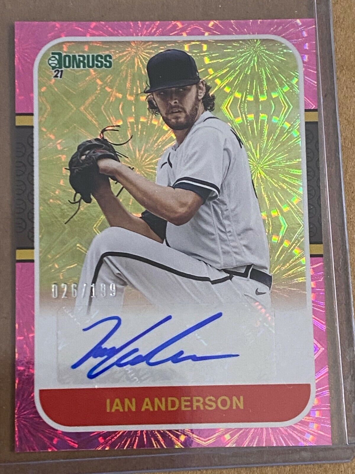 Ian Anderson 2021 Donruss Pink Fireworks Parallel Auto #d 026/199