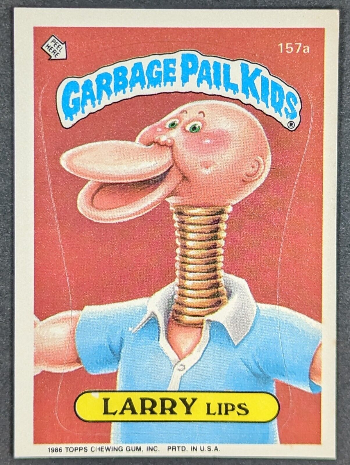 Vintage 1986 Larry Lips Garbage Pail Kids Topps Sticker Card #157a (NM)
