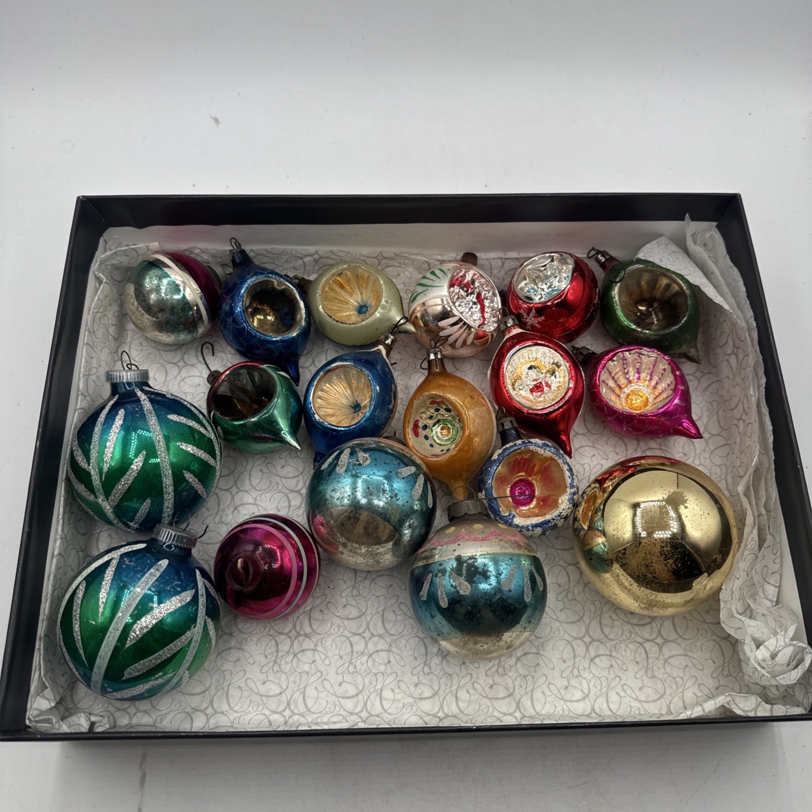 18 Polish & West German Glass Christmas Ornaments Hand Painted Teardrop Indent 18 Polish & West German Glass Christmas Ornaments Hand Painted Teardrop Indent