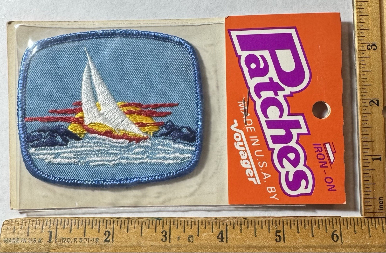 Vintage Sailboat Iron On Patch Voyager Boating Sailing NOS NIP