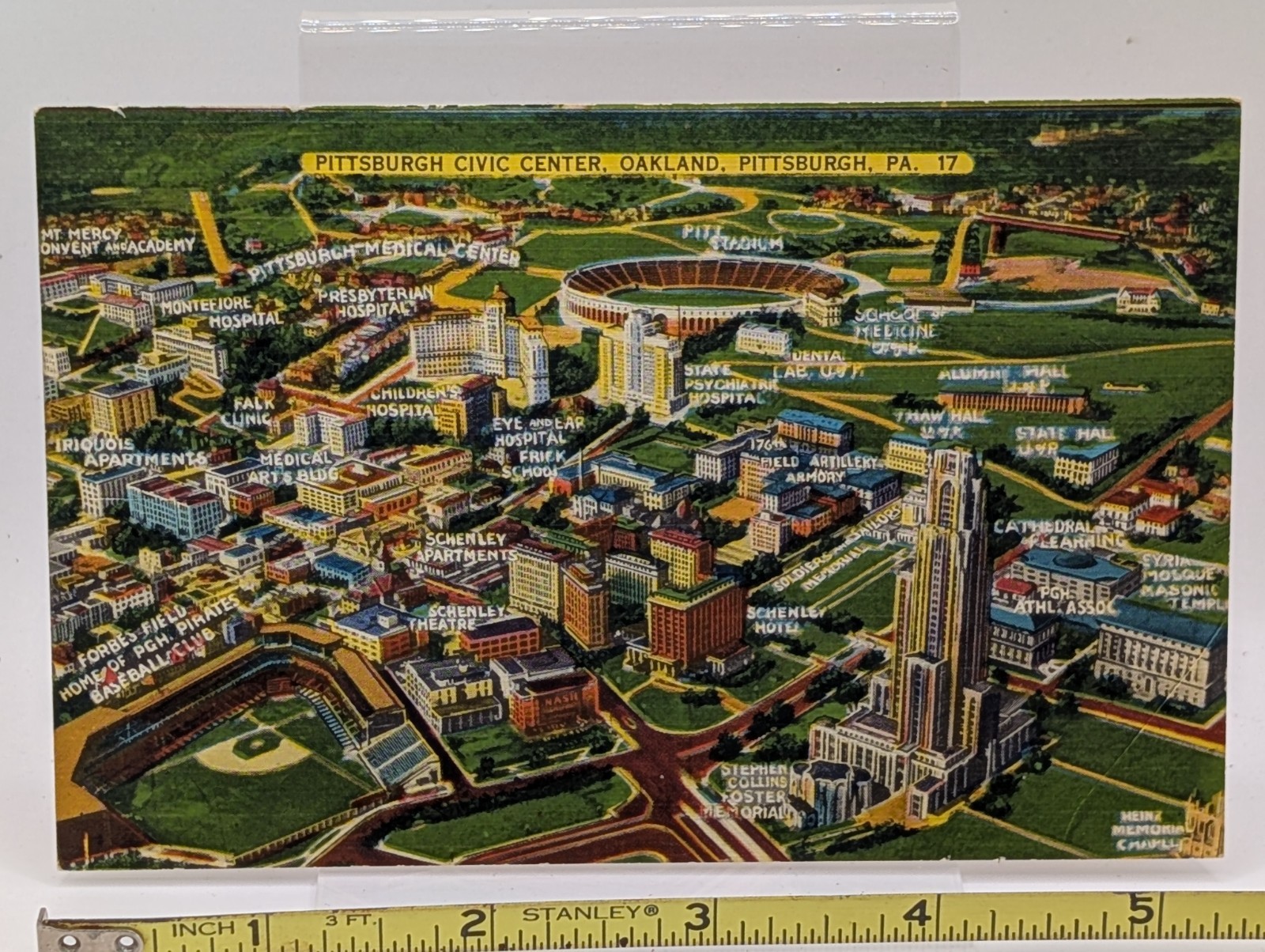 Forbes Field Pitt Stadium Pittsburgh PA Pirates baseball postcard linen 17 Forbes Field Pitt Stadium Pittsburgh PA Pirates baseball postcard linen 17
