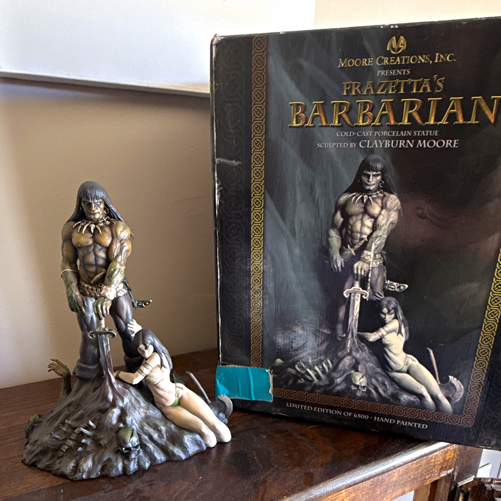 Moore Creations Frazetta's Barbarian Cold Cast Porcelain Statue Ltd Ed 1999 Moore Creations Frazetta's Barbarian Cold Cast Porcelain Statue Ltd Ed 1999