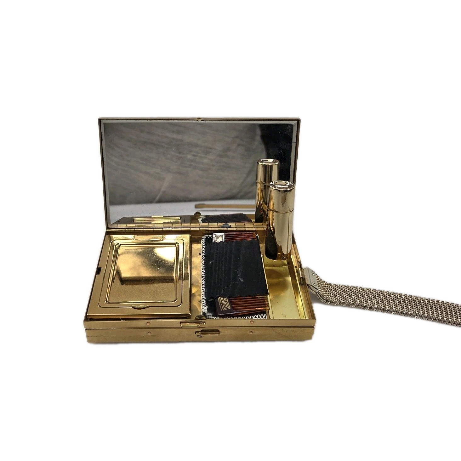 Vintage 1960s Entre Nous by Daniel Art Deco Gold Tone Vintage Make Up Compact Vintage 1960s Entre Nous by Daniel Art Deco Gold Tone Vintage Make Up Compact