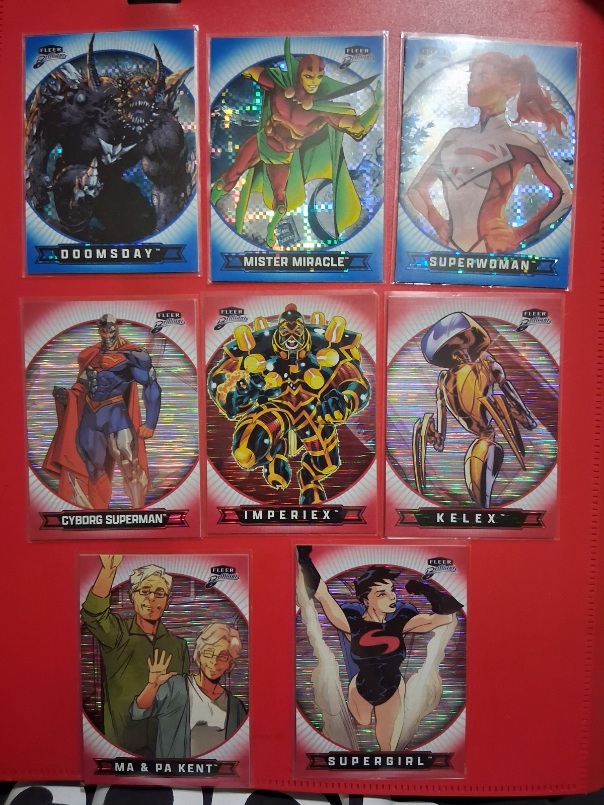 Fleer Brilliants Superman Red Heat Vision & Blue X-Ray 8 Card Lot