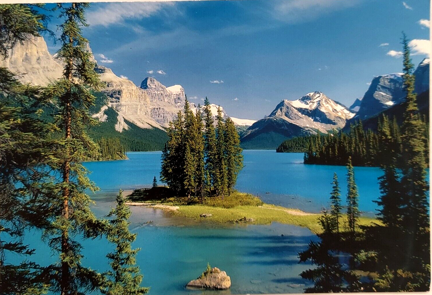 Postcard Maligne Lake & Spirit Island Jasper National Park Alberta Canada