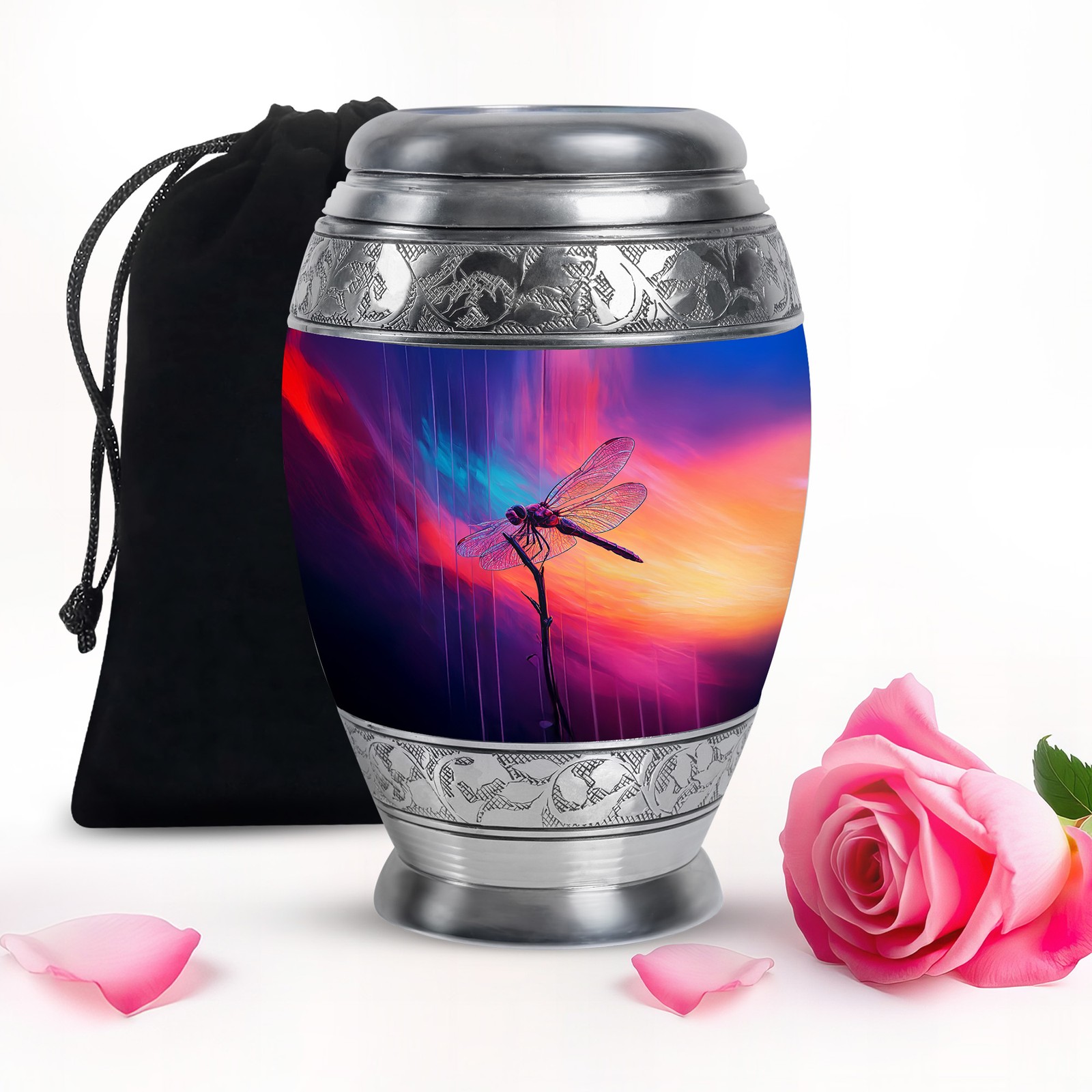 Dragonfly Purple Unique Large Urn For Ashes For Female Adult (10 Inch)