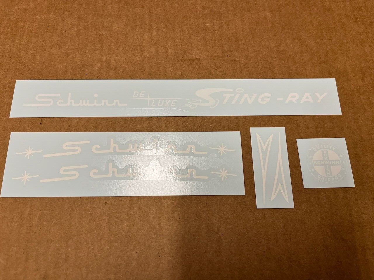 Schwinn Approved 1967 & Later De Luxe Stingray Bicycle Complete White Decal Set