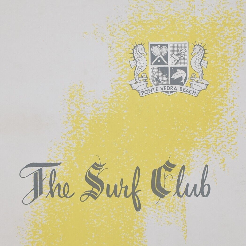 1957 The Surf Club Inn Restaurant Menu Ponte Vedra Beach Jacksonville Florida