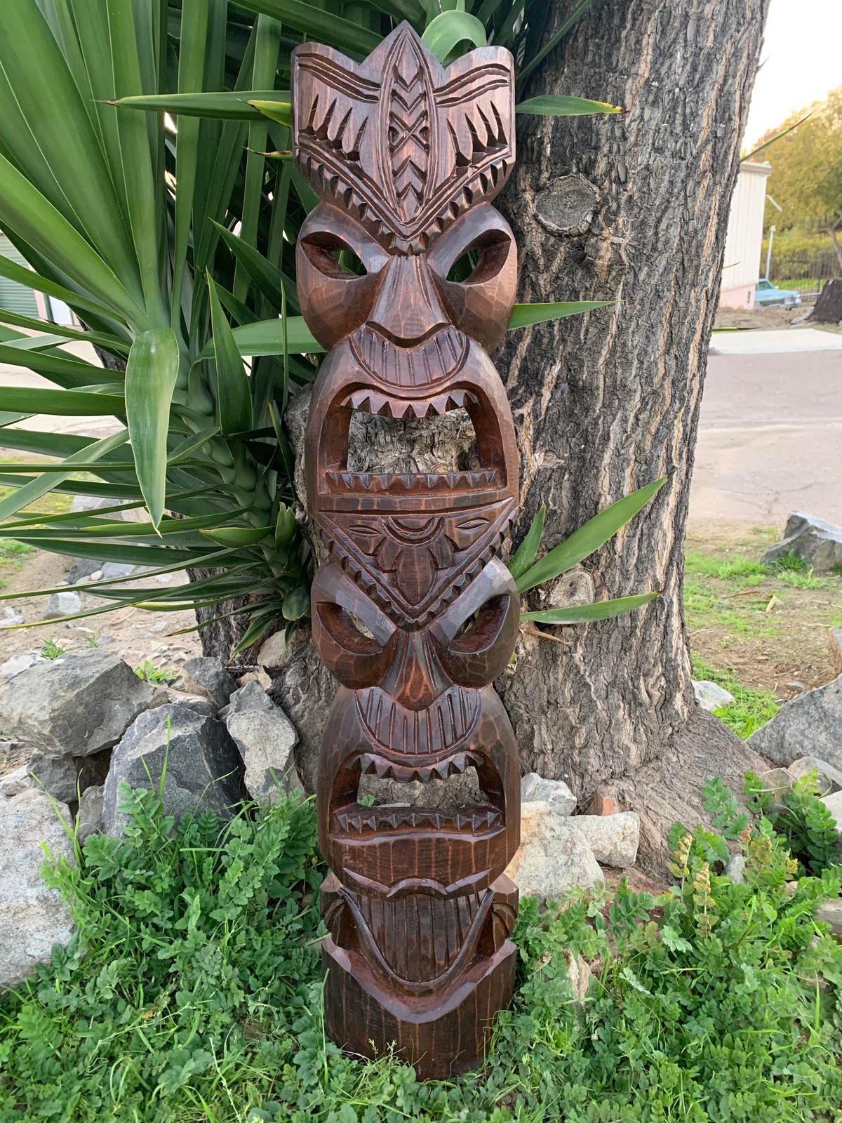 Hawaiian Style Tiki Totem Wooden Mask Hand Carved 39 Hawaiian Style Tiki Totem Wooden Mask Hand Carved 39
