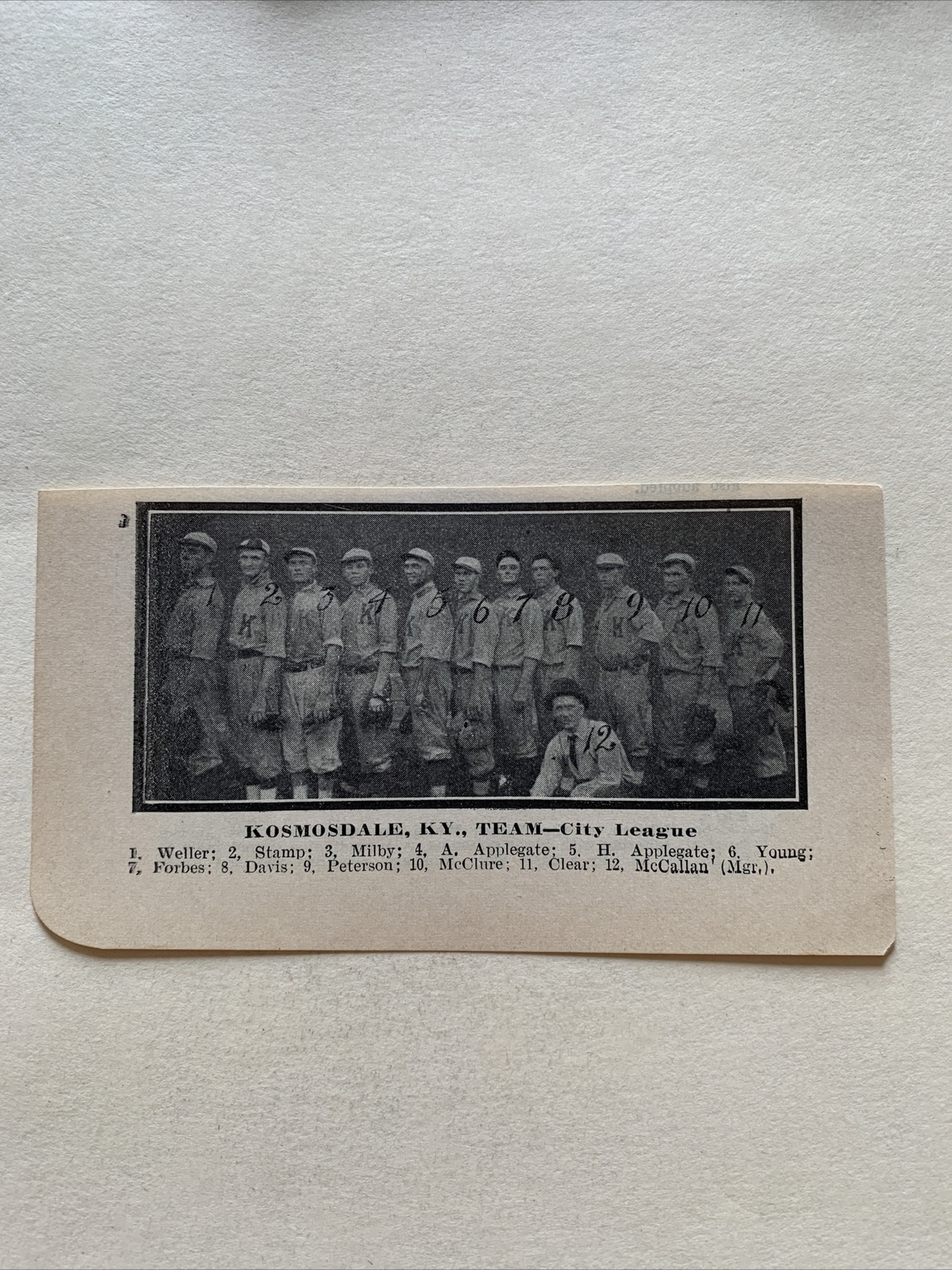 Kosmosdale Kentucky KY City League 1910 Baseball Small Team Picture Kosmosdale Kentucky KY City League 1910 Baseball Small Team Picture