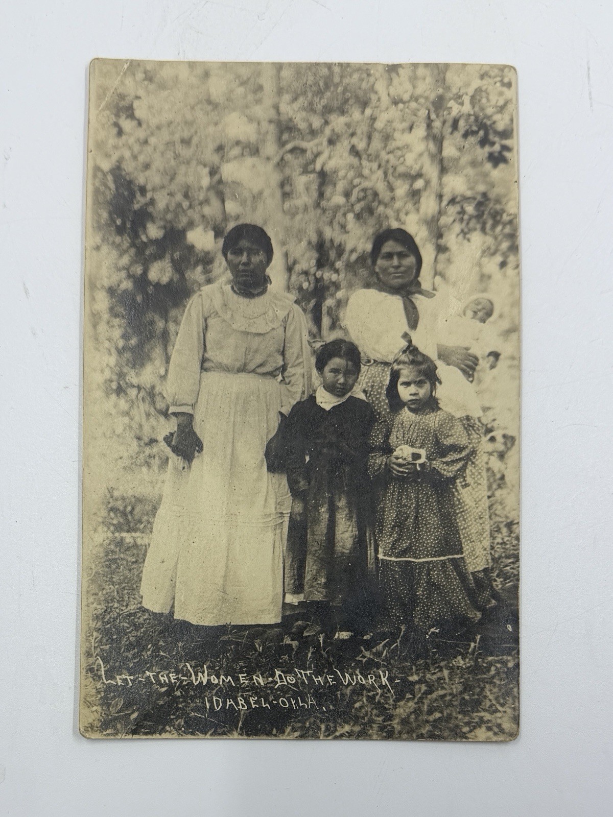 RPPC Native American Woman In Idabel, OK; “Let The Women Do The Work” Postcard RPPC Native American Woman In Idabel, OK; “Let The Women Do The Work” Postcard