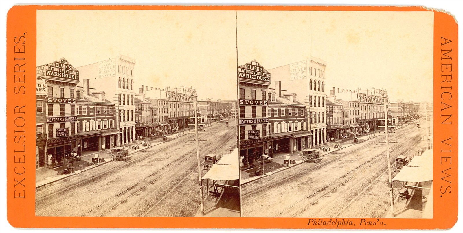 PHILADELPHIA STEREOVIEW - Market Street West from 10th - Excelsior Series 1880s PHILADELPHIA STEREOVIEW - Market Street West from 10th - Excelsior Series 1880s
