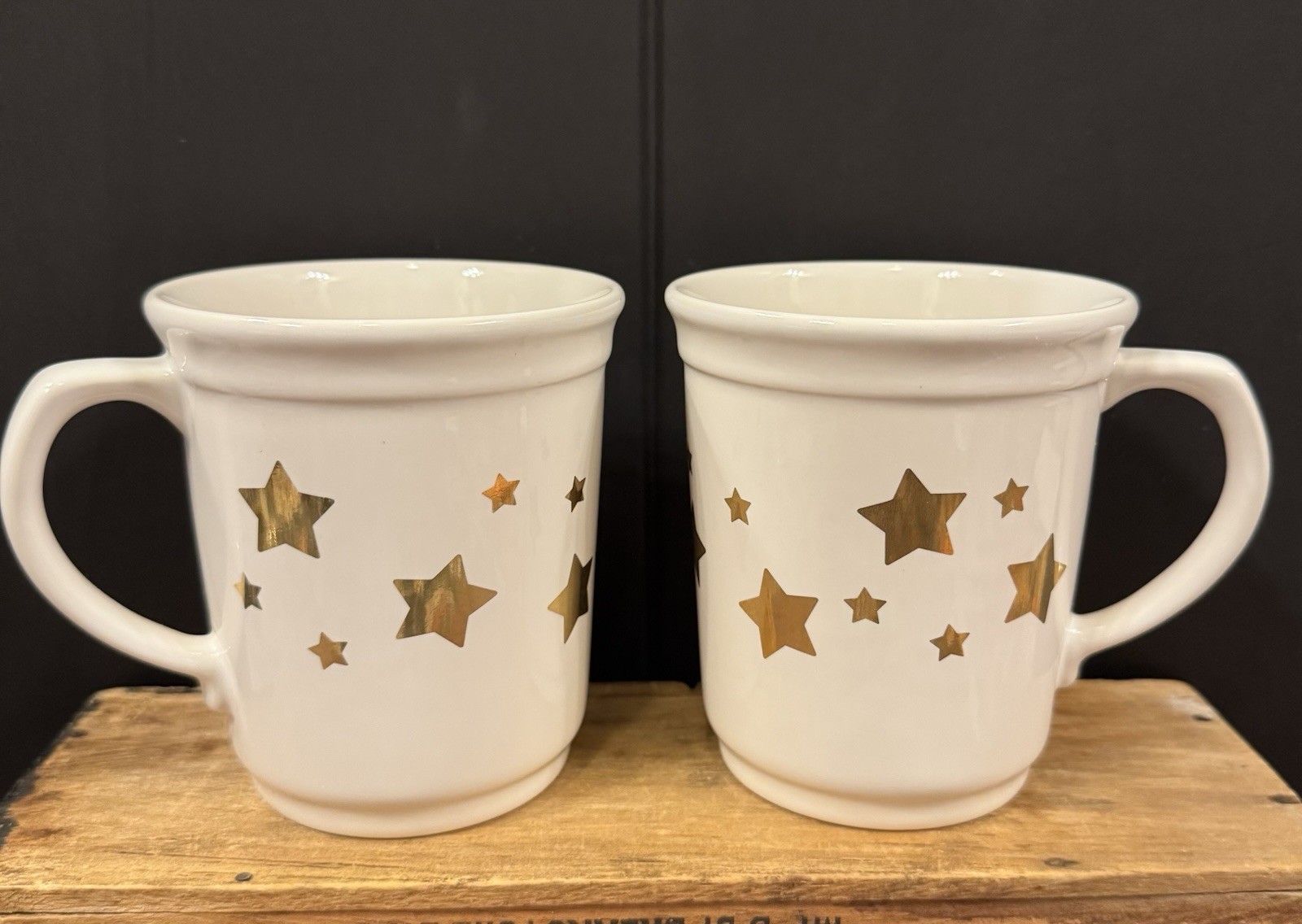 Vintage Mary Kay Pfaltzgraff Mug Set of 2 PFA34 Gold Star Award Cups USA EUC