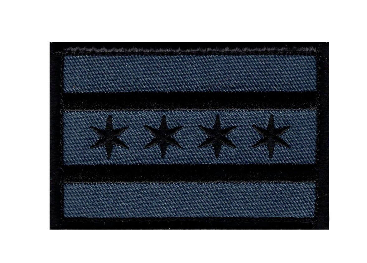 Chicago City Flag Embroidered Fastener Patch (3.0 x 2.0 CH-8)