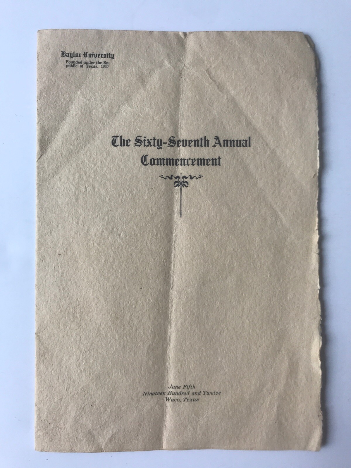 Antique 1912 Baylor University 67th Annual Commencement Program Vintage Waco TX