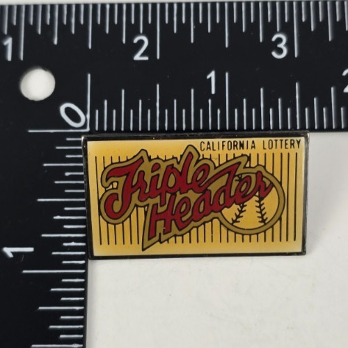 Vintage California Lottery Triple Header Lapel Pin Vintage California Lottery Triple Header Lapel Pin