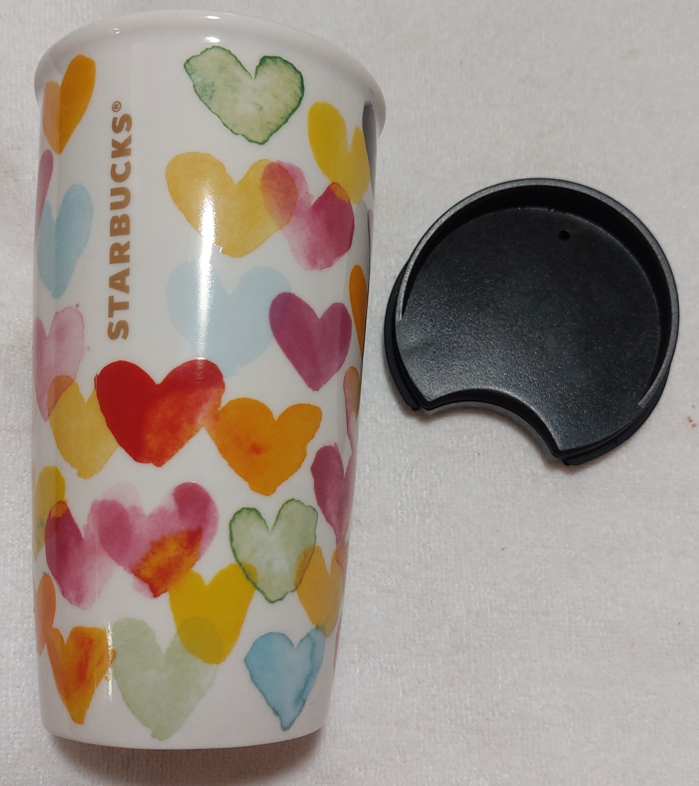 Starbucks 2015 LE Holiday Dot Collection Watercolor Hearts Ceramic 10OZ Tumbler Starbucks 2015 LE Holiday Dot Collection Watercolor Hearts Ceramic 10OZ Tumbler