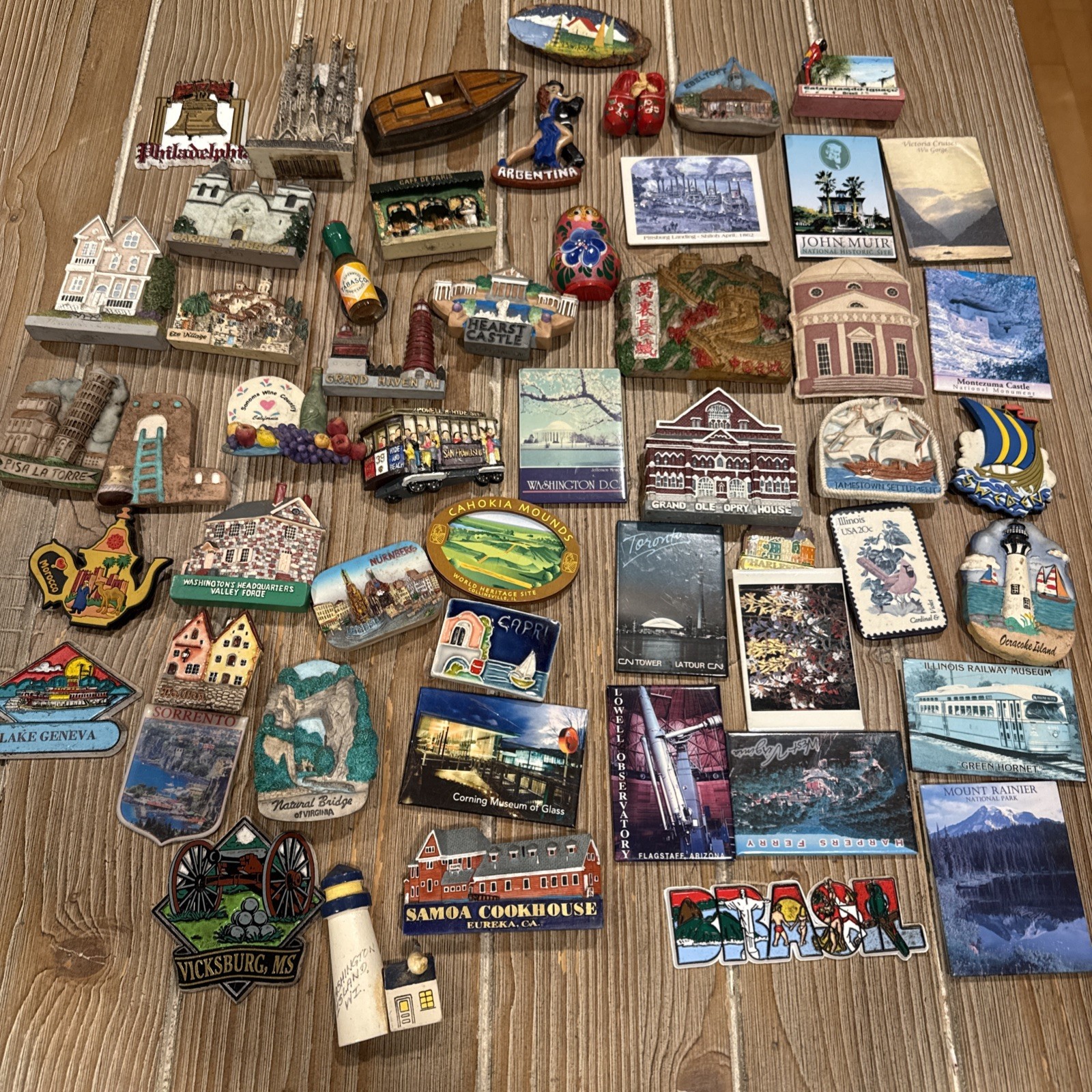 Huge Lot of 53 Vintage Travel Refrigerator Magnets Souvenir US International
