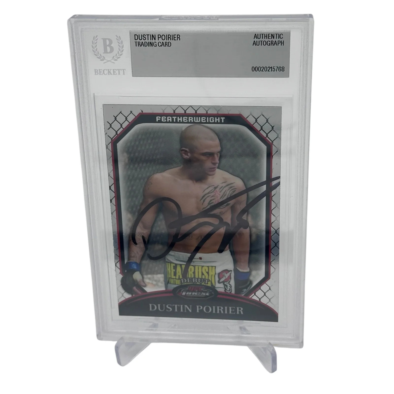 Dustin Poirier Autographed UFC 2011 Topps Finest Debut #2 Rookie Card - Beckett