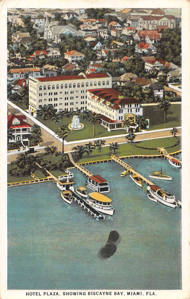 Miami Beach Florida Hotel Plaza Biscayne Bay Vintage Postcard AA30385 Miami Beach Florida Hotel Plaza Biscayne Bay Vintage Postcard AA30385