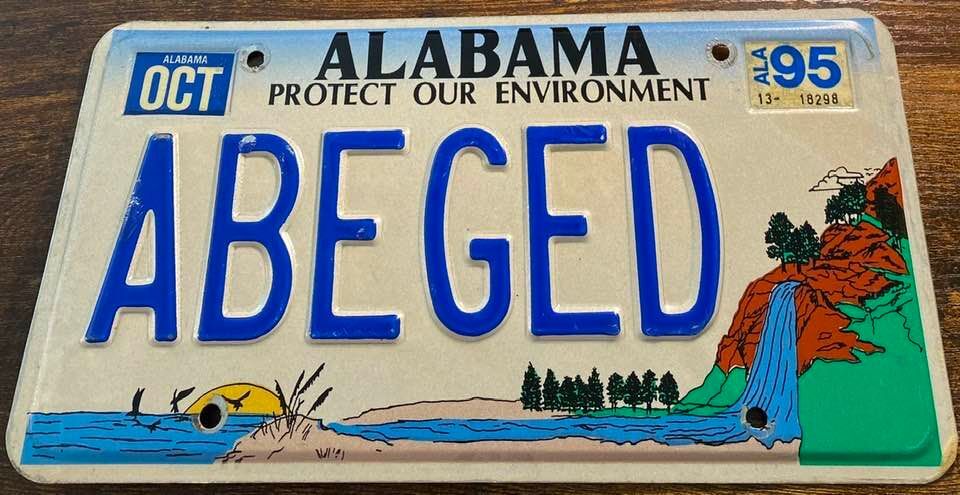 ABEGED Vanity License Plate Alabama ABE GED Instructor Adult Education ABEGED Vanity License Plate Alabama ABE GED Instructor Adult Education