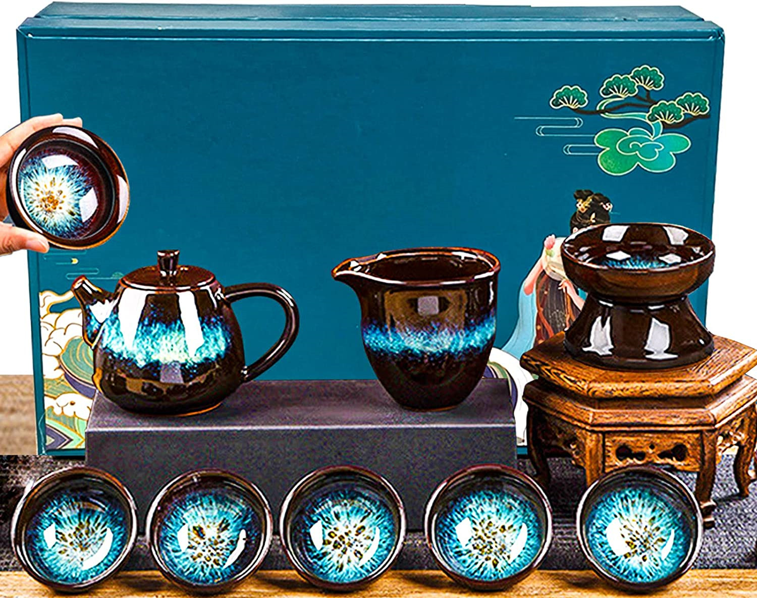 Chinese Tea Set Portable Teapot Set with 1 Teapot 8 Tea Cups 1 Gongdao