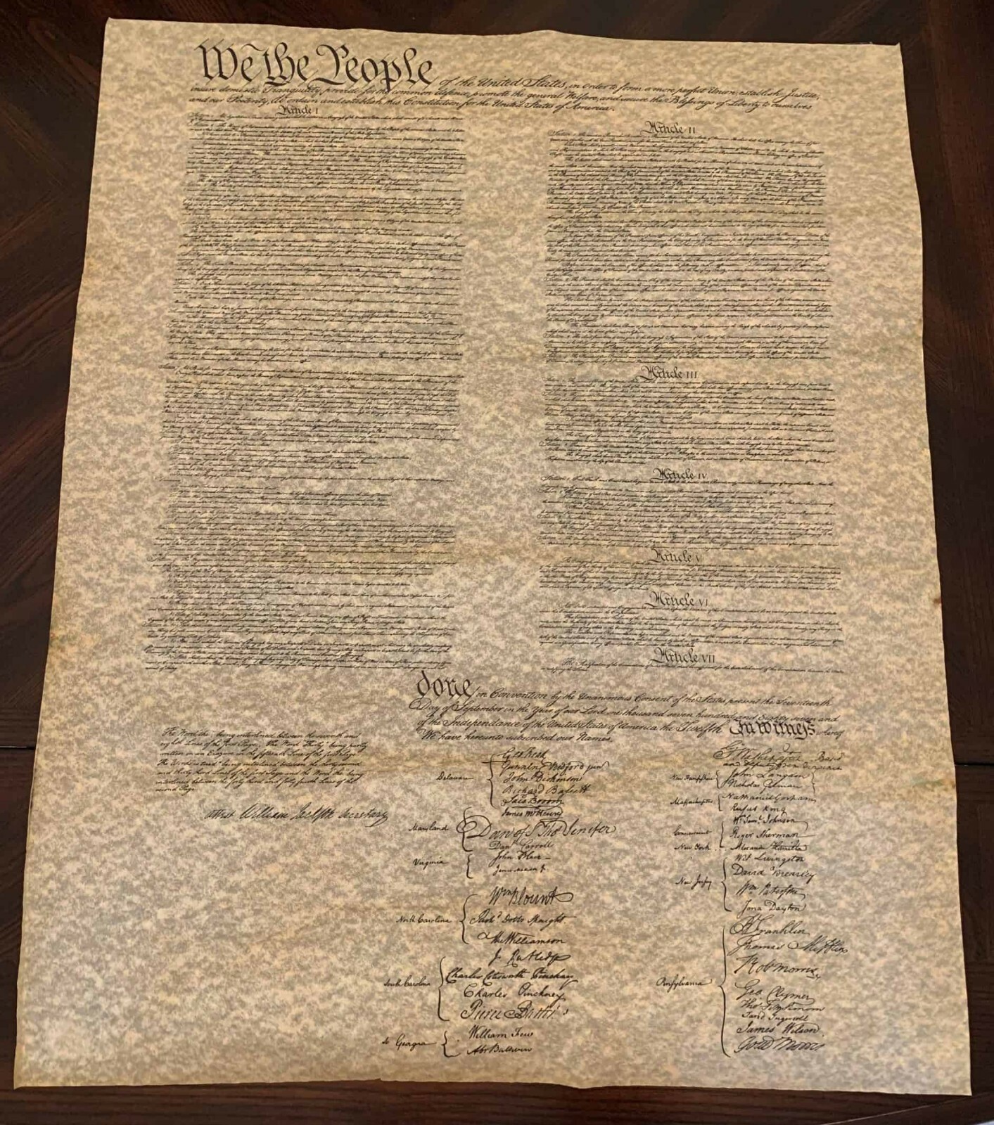 Large - U.S. Constitution Parchment Replica Poster - 23 Large - U.S. Constitution Parchment Replica Poster - 23