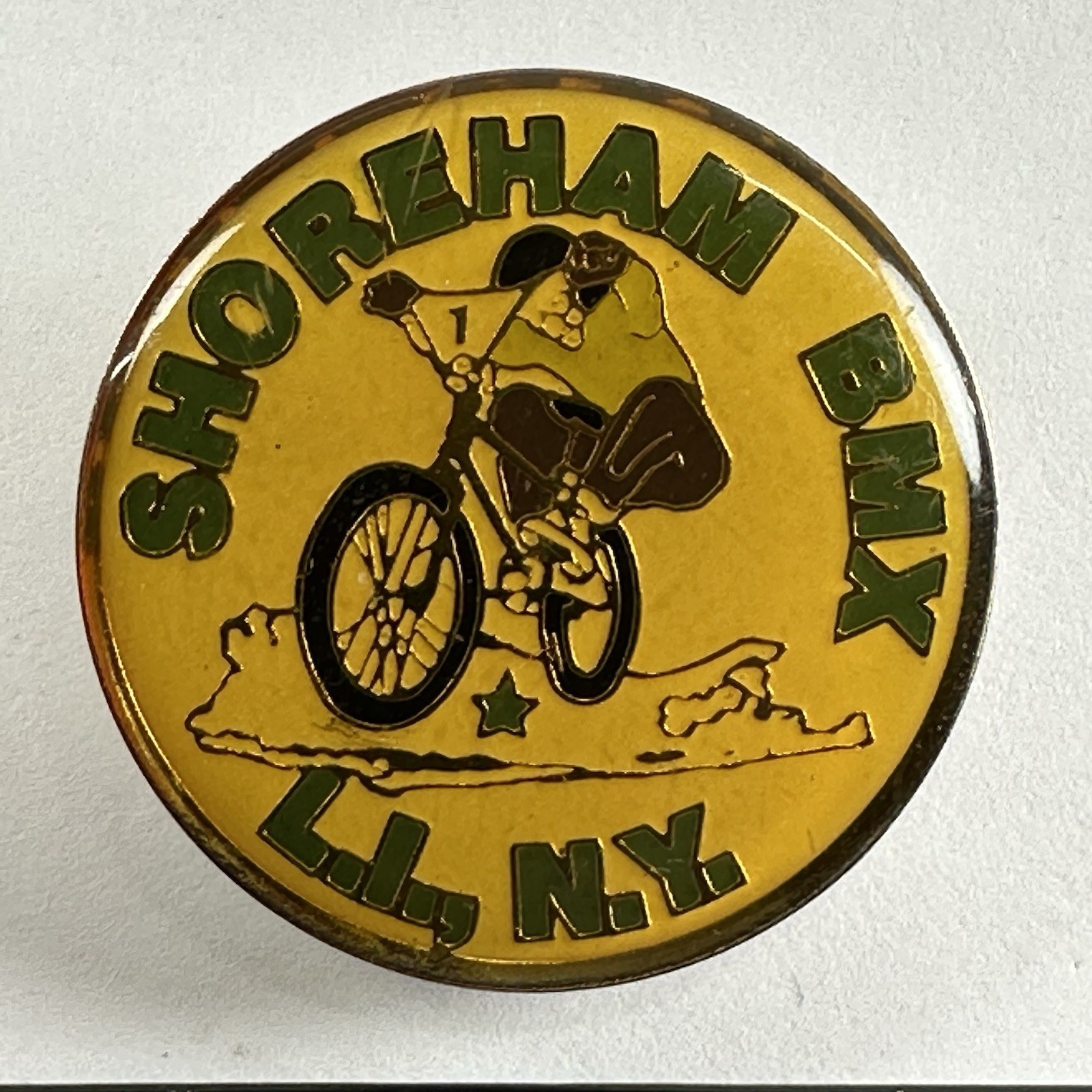 Vintage Shoreham BMX Track L.I. Long Island NY Bicycle Motocross Lapel Pin Rare Vintage Shoreham BMX Track L.I. Long Island NY Bicycle Motocross Lapel Pin Rare