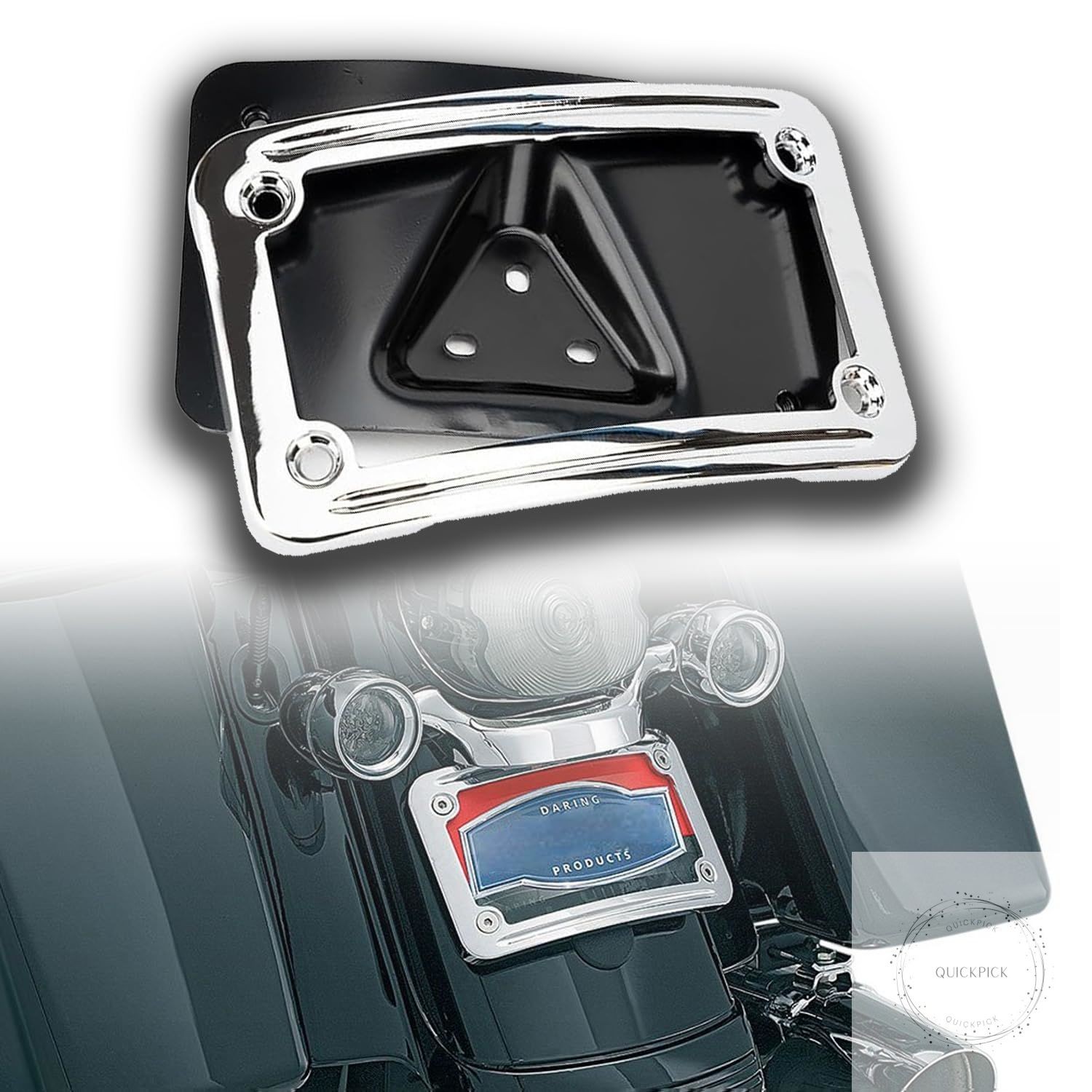 Curved Laydown License Plate Mount with Frame fit for Harley Davidson License Curved Laydown License Plate Mount with Frame fit for Harley Davidson License