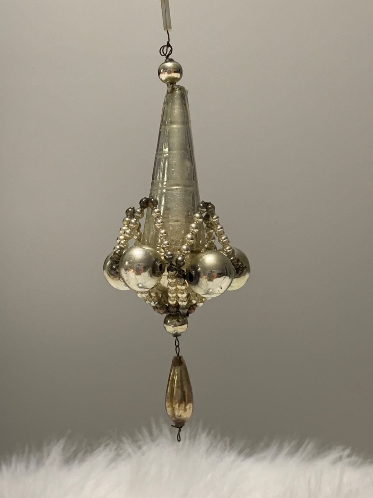 Vintage Czech Chandelier Gablonz Beaded Wired Glass  Beads Christmas Ornament