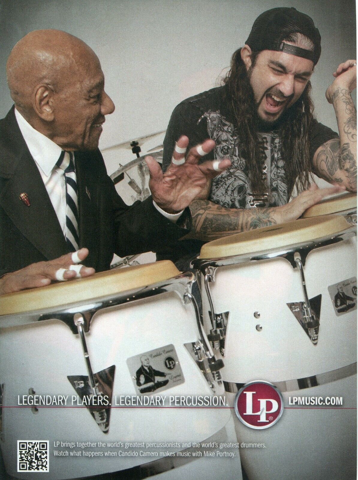 2012 Print Ad of Latin Percussion LP w Candido Camero & Mike Portnoy